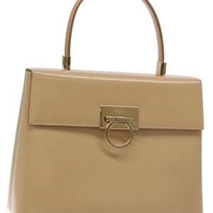 FERRAGAMO Handbag Gancini Calf Leather  Beige Women's